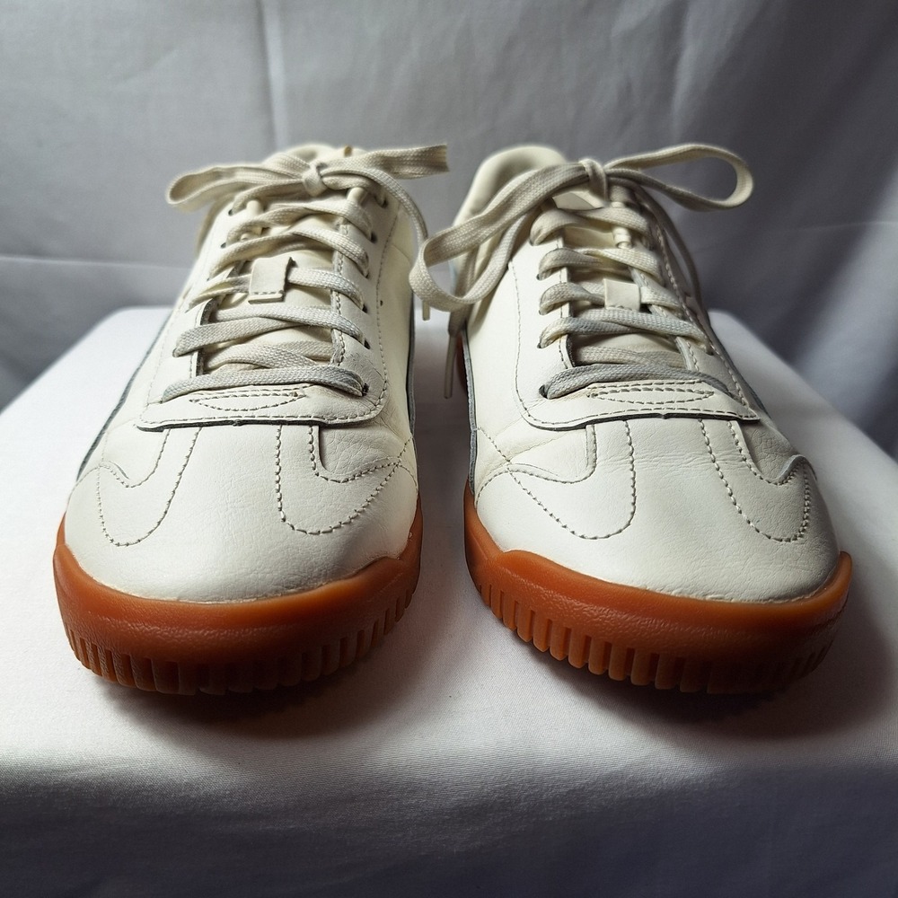 PUMA Club 5v5 Sneaker Womens Sz 8.5 White Blue Leather Gum Sole Minimalist Retro - Picture 4 of 11